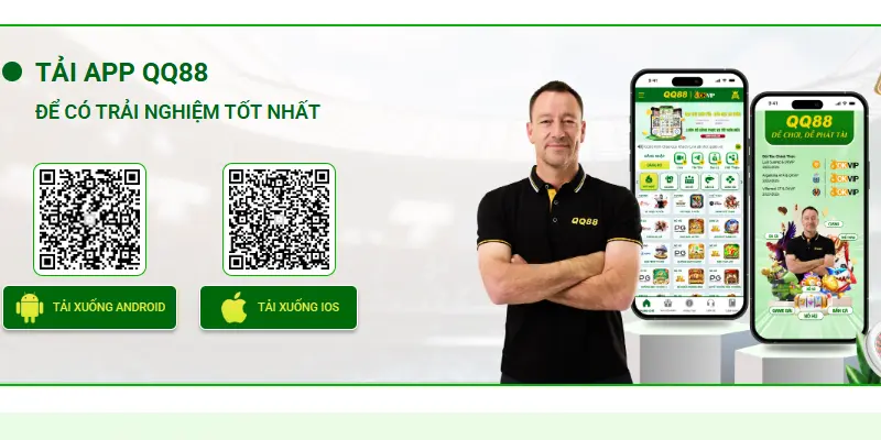 Banner quảng bá thương hiệu QQ88 cùng huyền thoại bóng đá